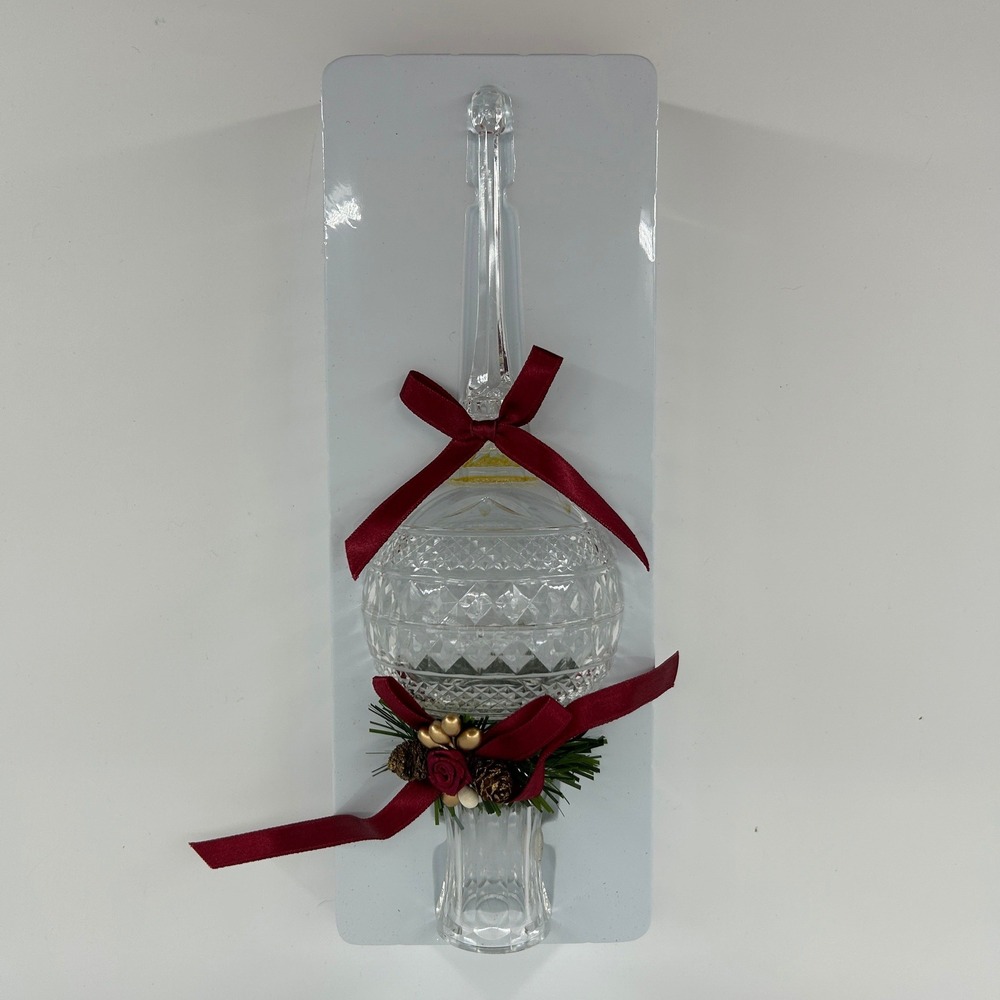 Vintage BRN Lead Crystal Christmas Tree Topper Finial Diamond Cut Festive NEW